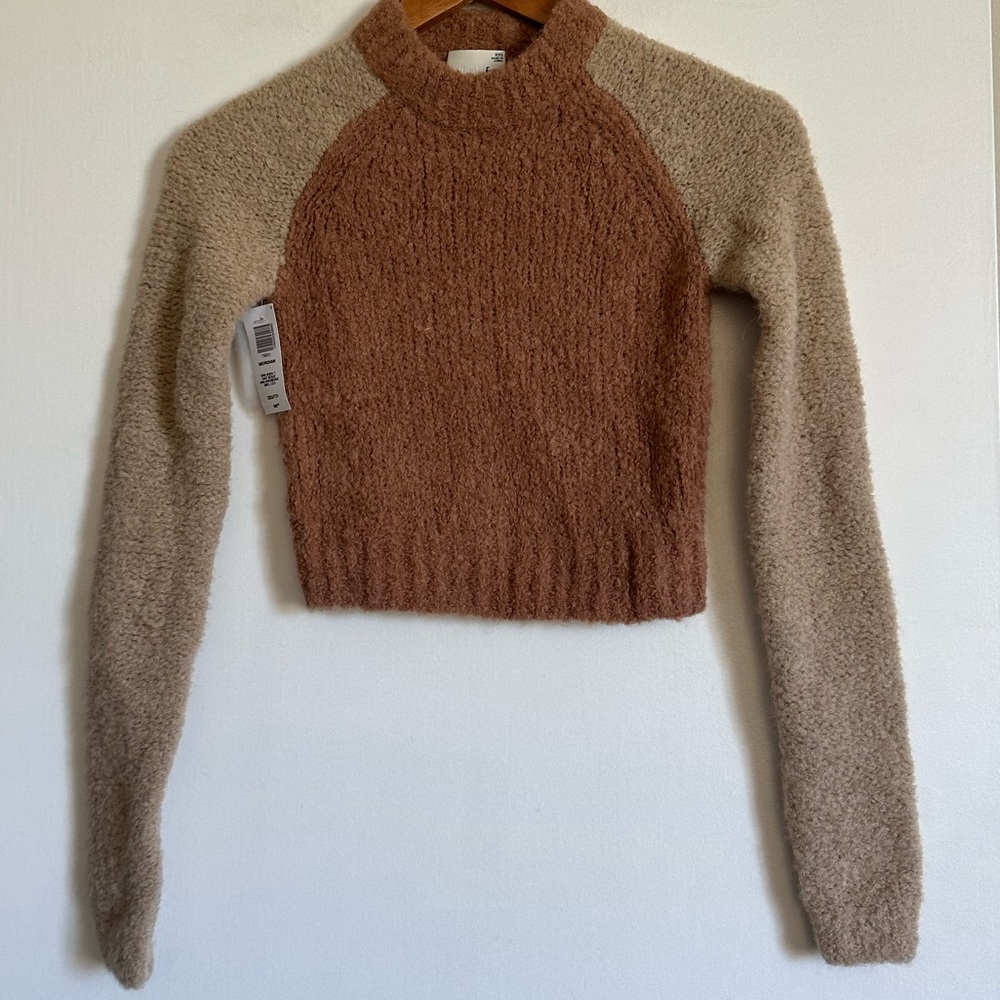NWT Aritzia Wilfred Free Colorblock Brown Meridian Sweater Size XXS - Picture 7 of 12